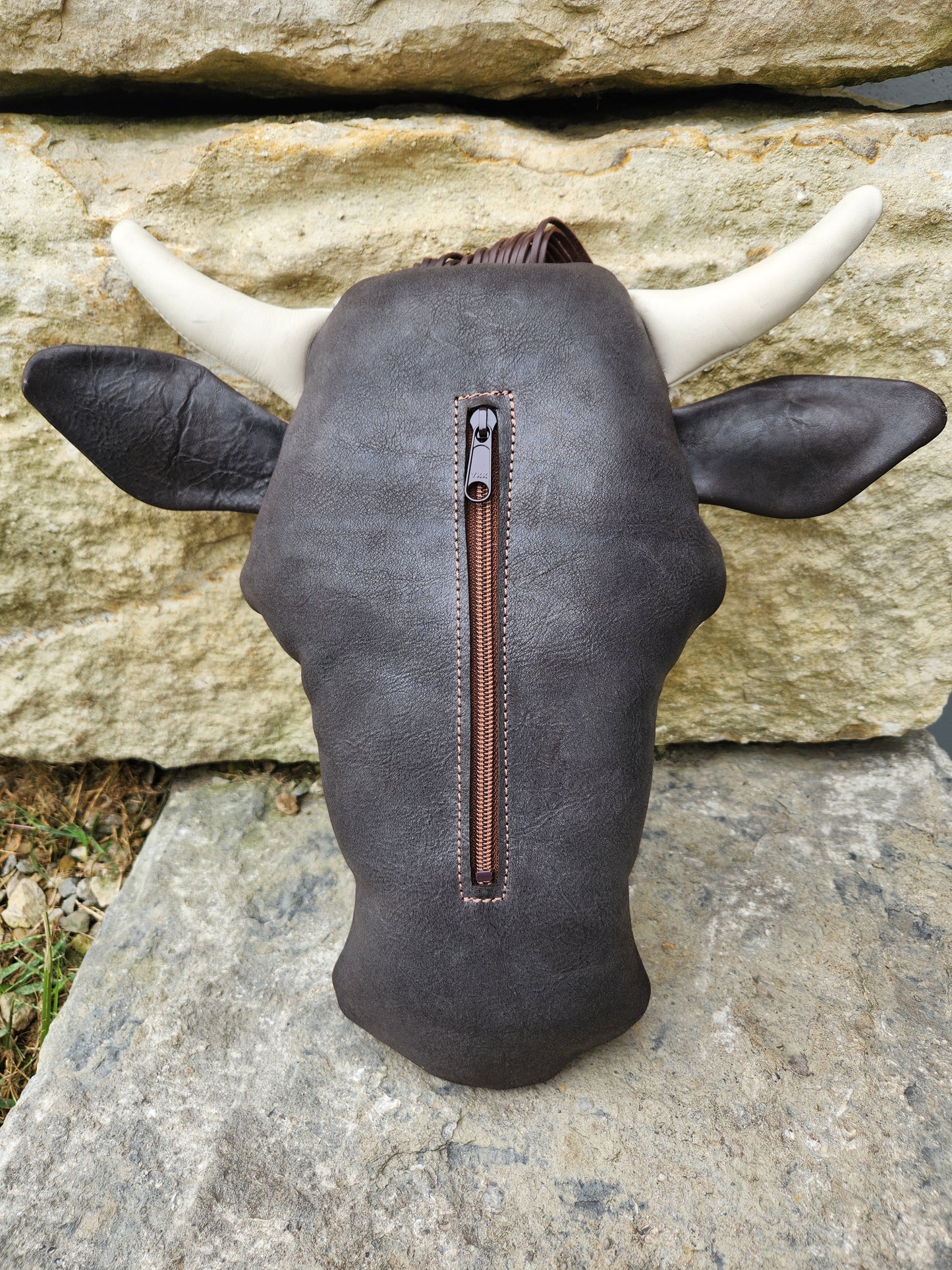 Cow Pillow- Salt & Pepper w/ Dk. Brown