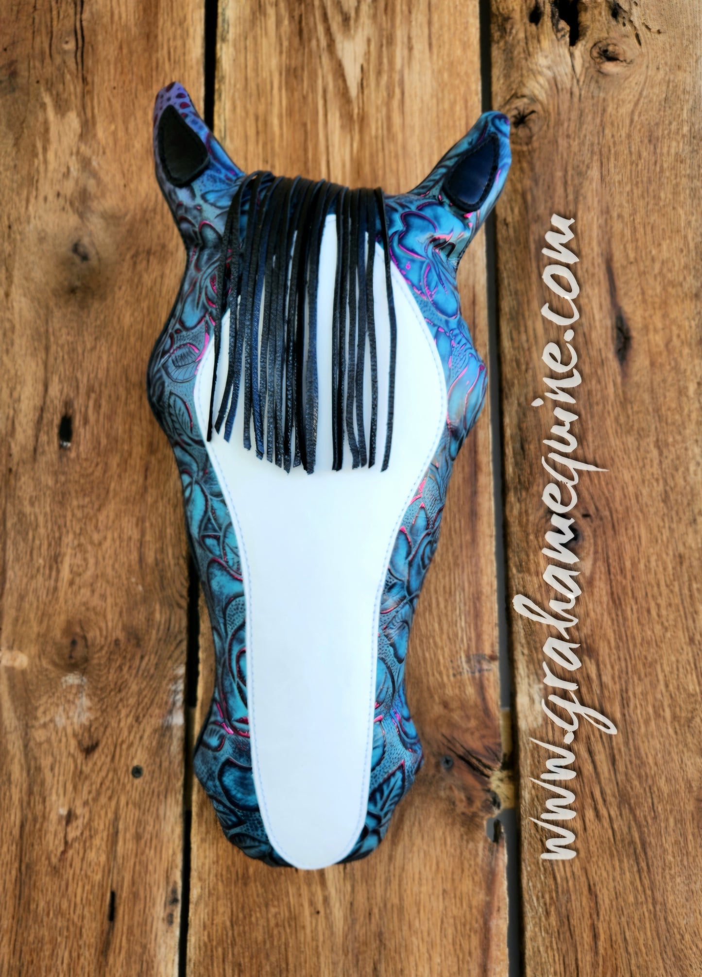 Pillow Ponies - Purple Teal Floral Bald Face