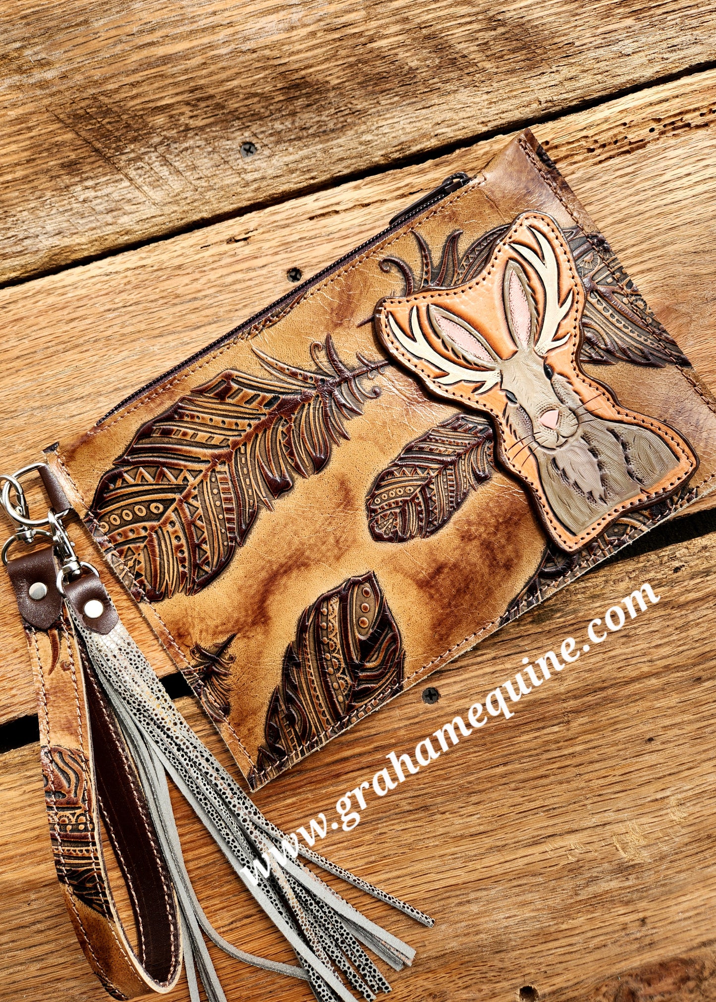 Small Leather Clutch/ Money Bag 10"x6.5"