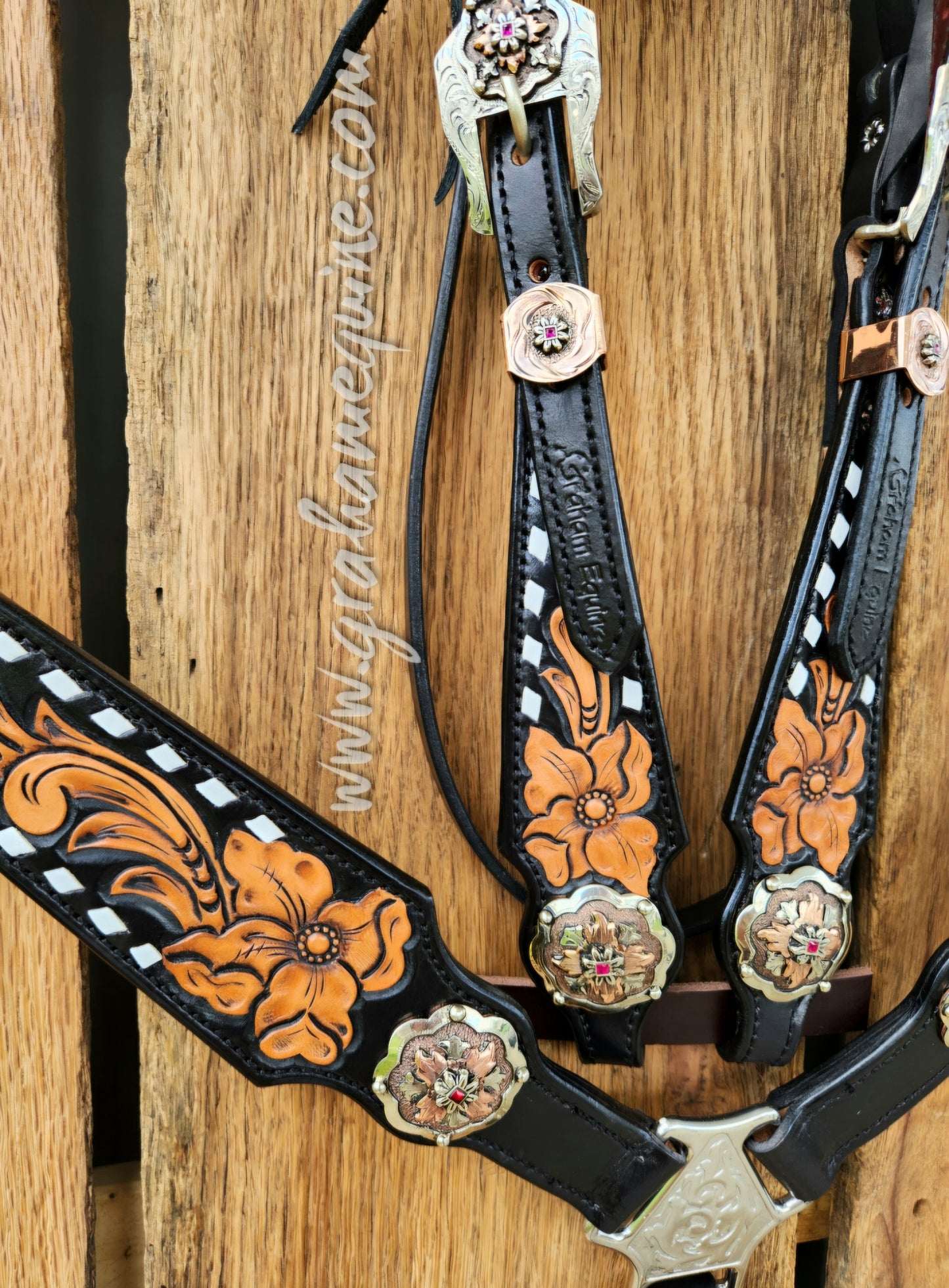 GE Signature set- Black Floral Buckstitch