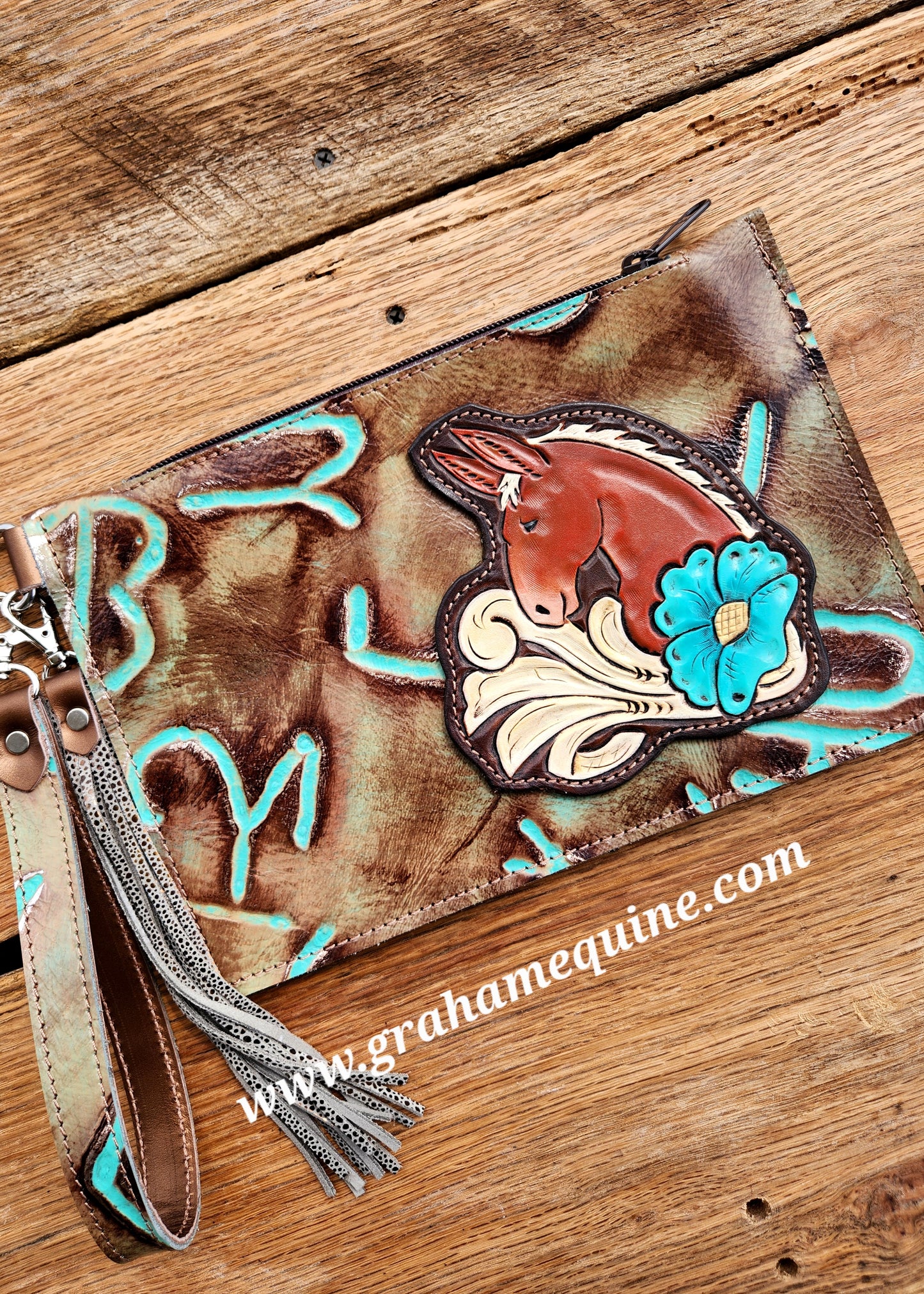Small Leather Clutch/ Money Bag 10"x6.5"