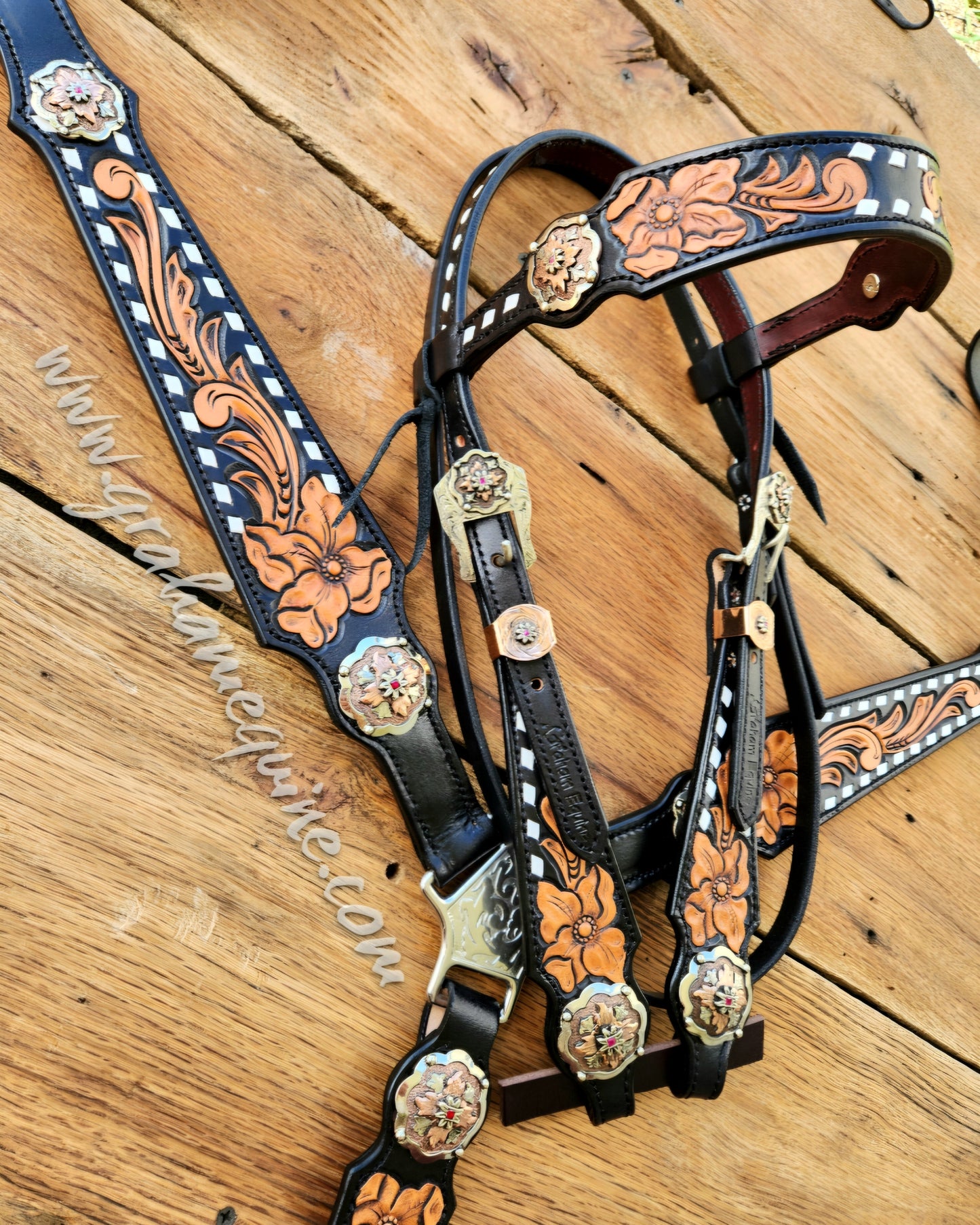 GE Signature set- Black Floral Buckstitch