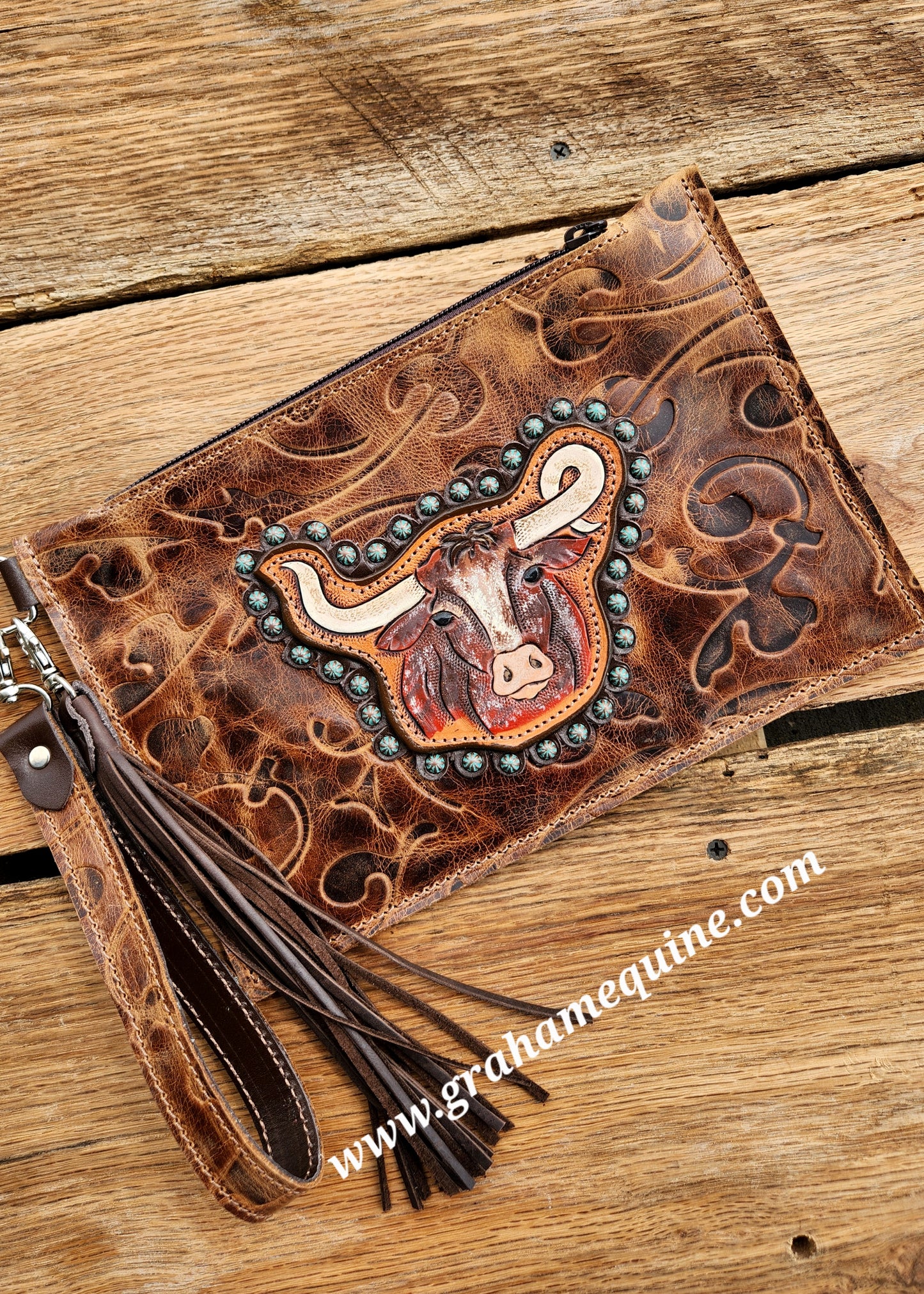 Small Leather Clutch/ Money Bag 10"x6.5"
