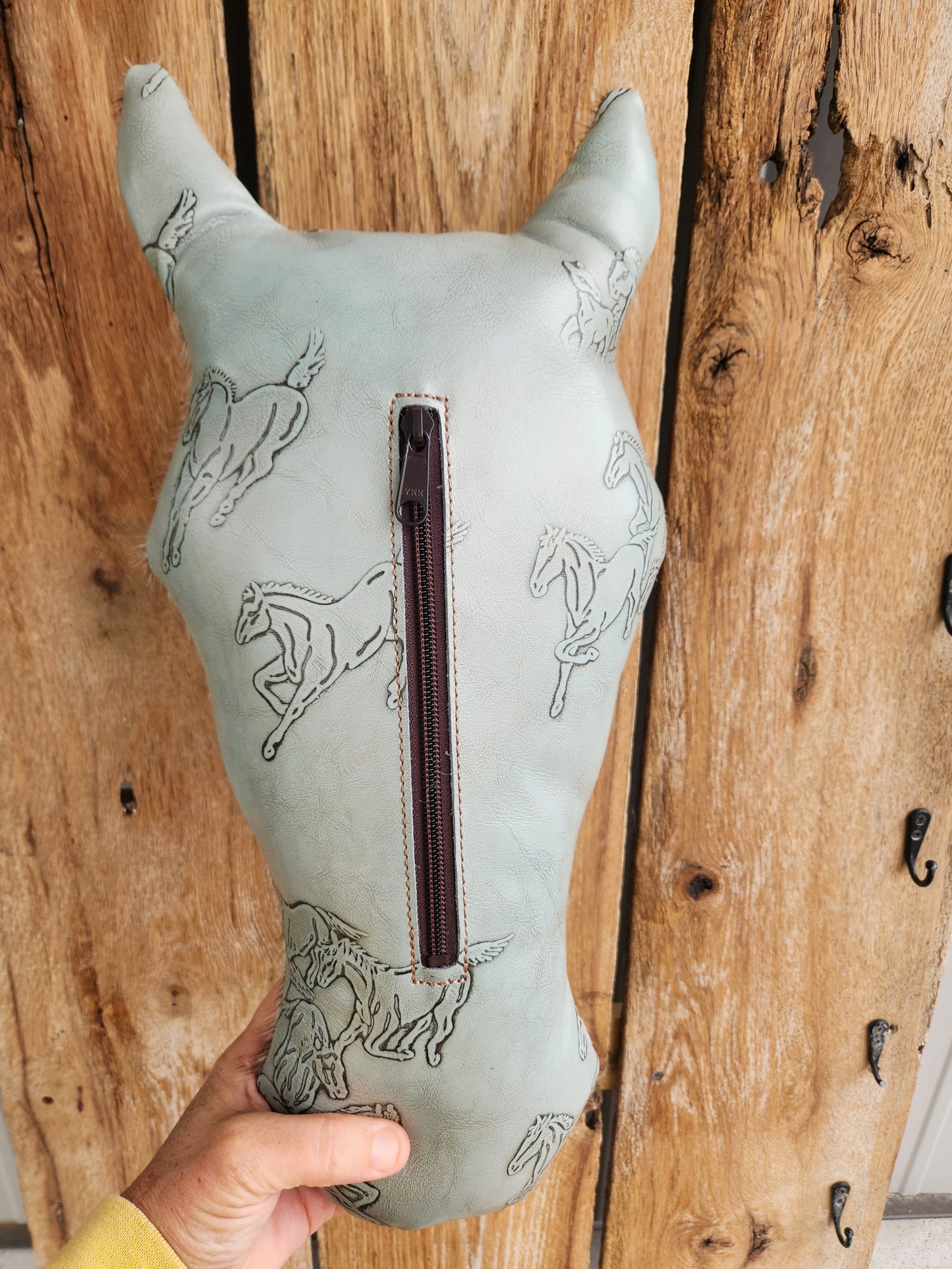 War Pony Pillow, Speckled, Red Eye Turq Nose