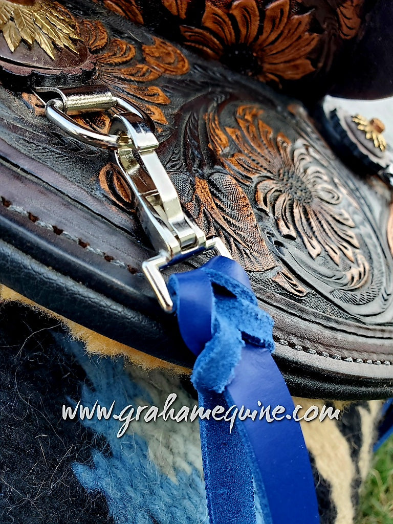 Royal Blue Latigo Saddle Strings