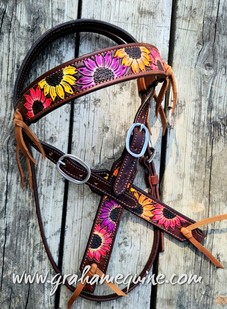 Colorful Sunflower Headstall