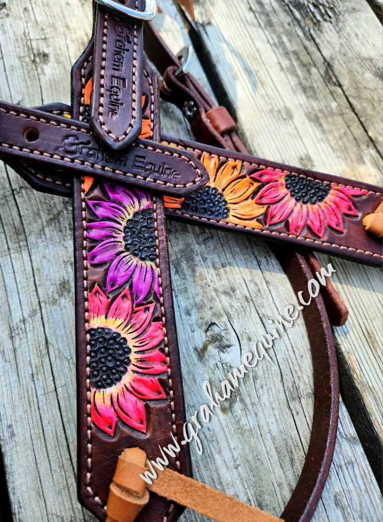 Colorful Sunflower Headstall