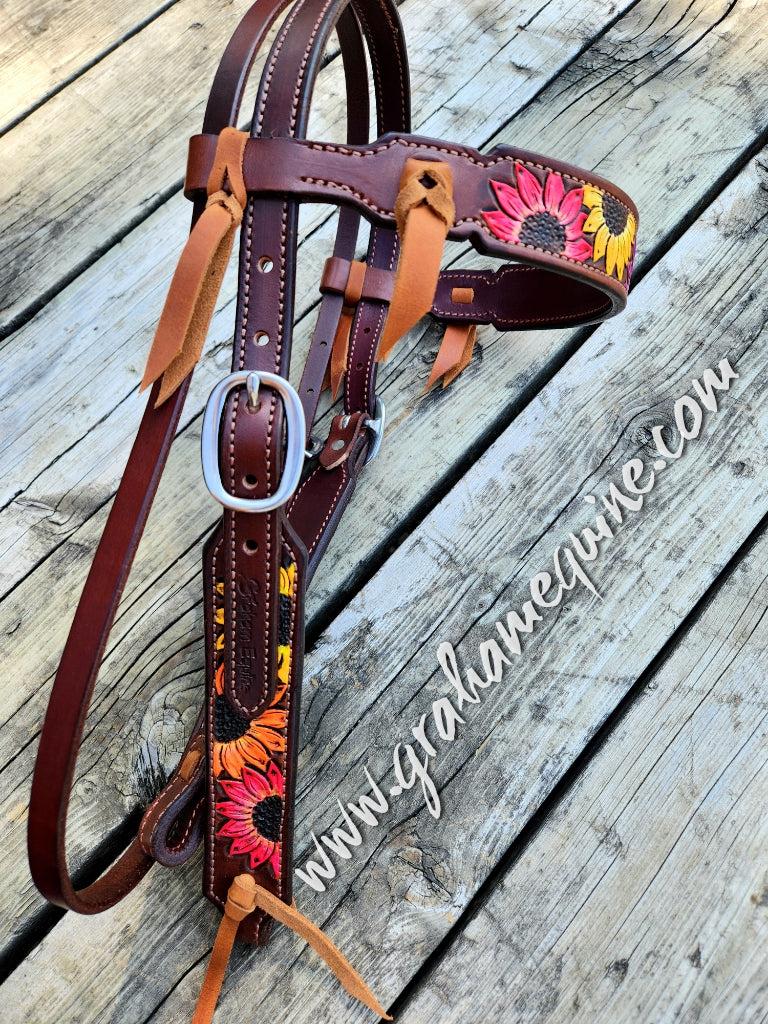 Colorful Sunflower Headstall