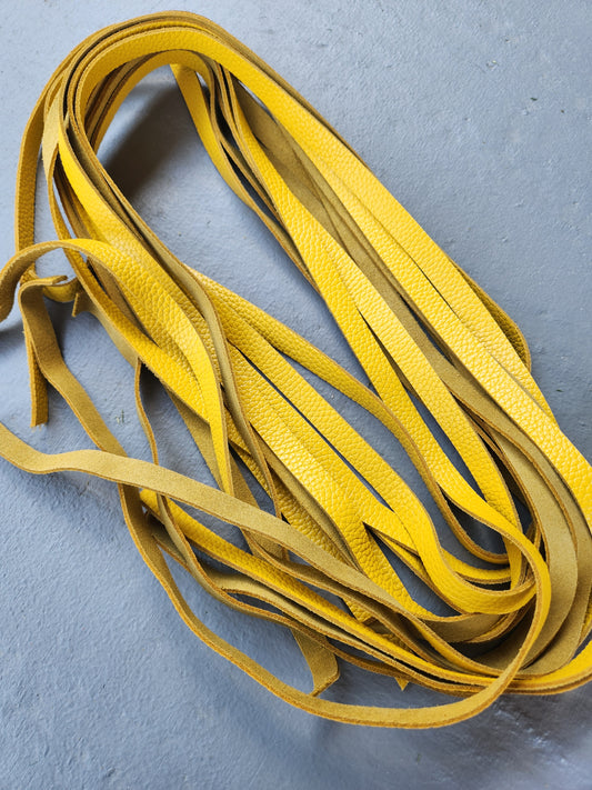 Yellow 1/2" Leather Strings x6