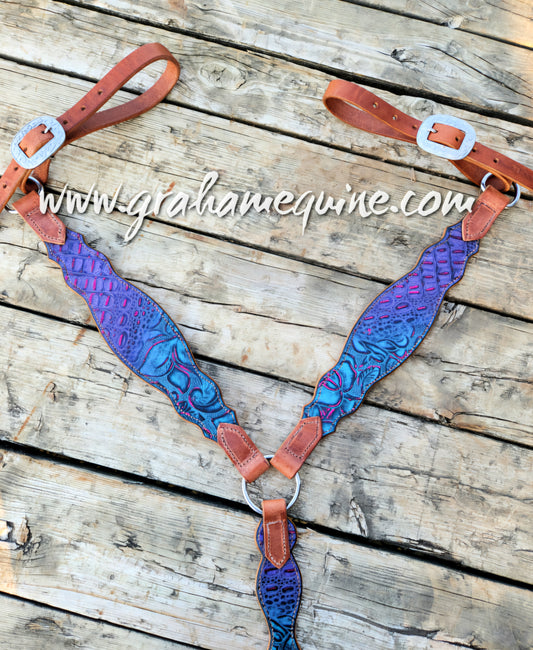 Purple Croc & Floral Breastcollar