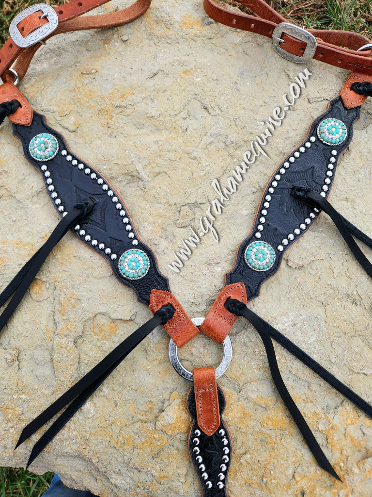 Black Cowboy Tooled Breastcollar