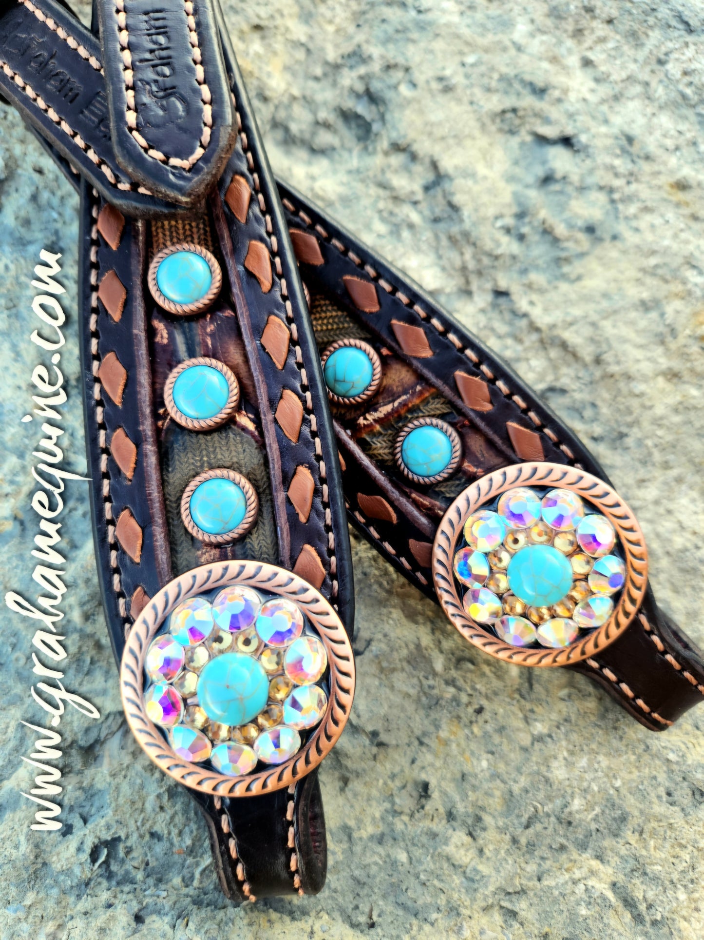 Turquoise and Bling, One ear Headstall