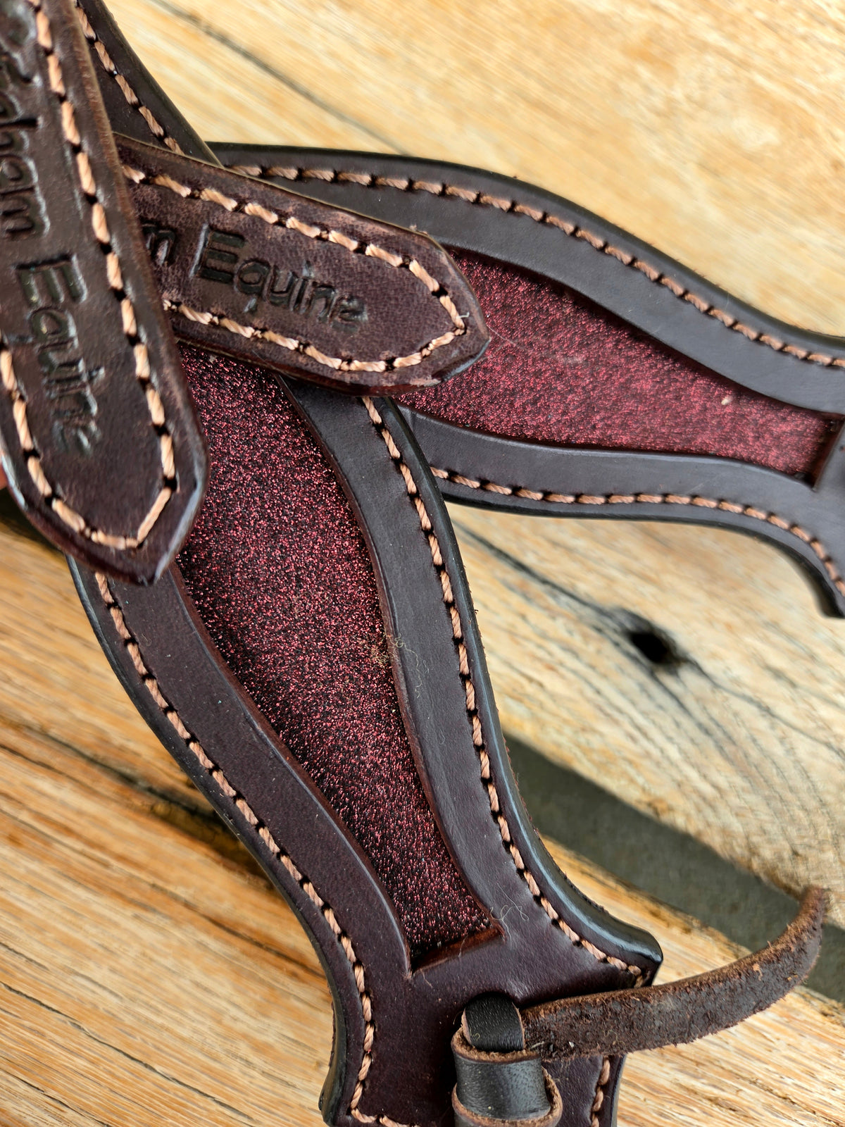 Burgundy Headstall w/ Augus buckles.
