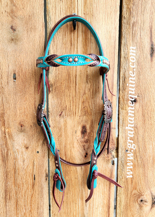 Twisted Headstall - Turquoise