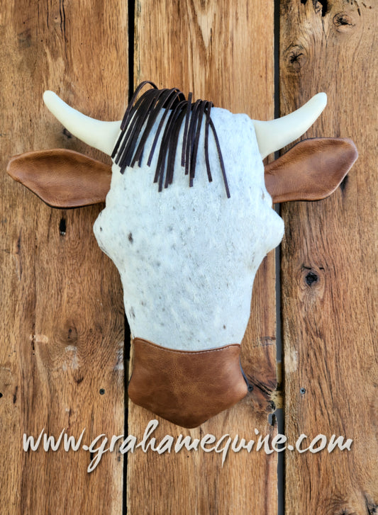 Cow Pillow- Salt & Pepper w/ Dk. Brown