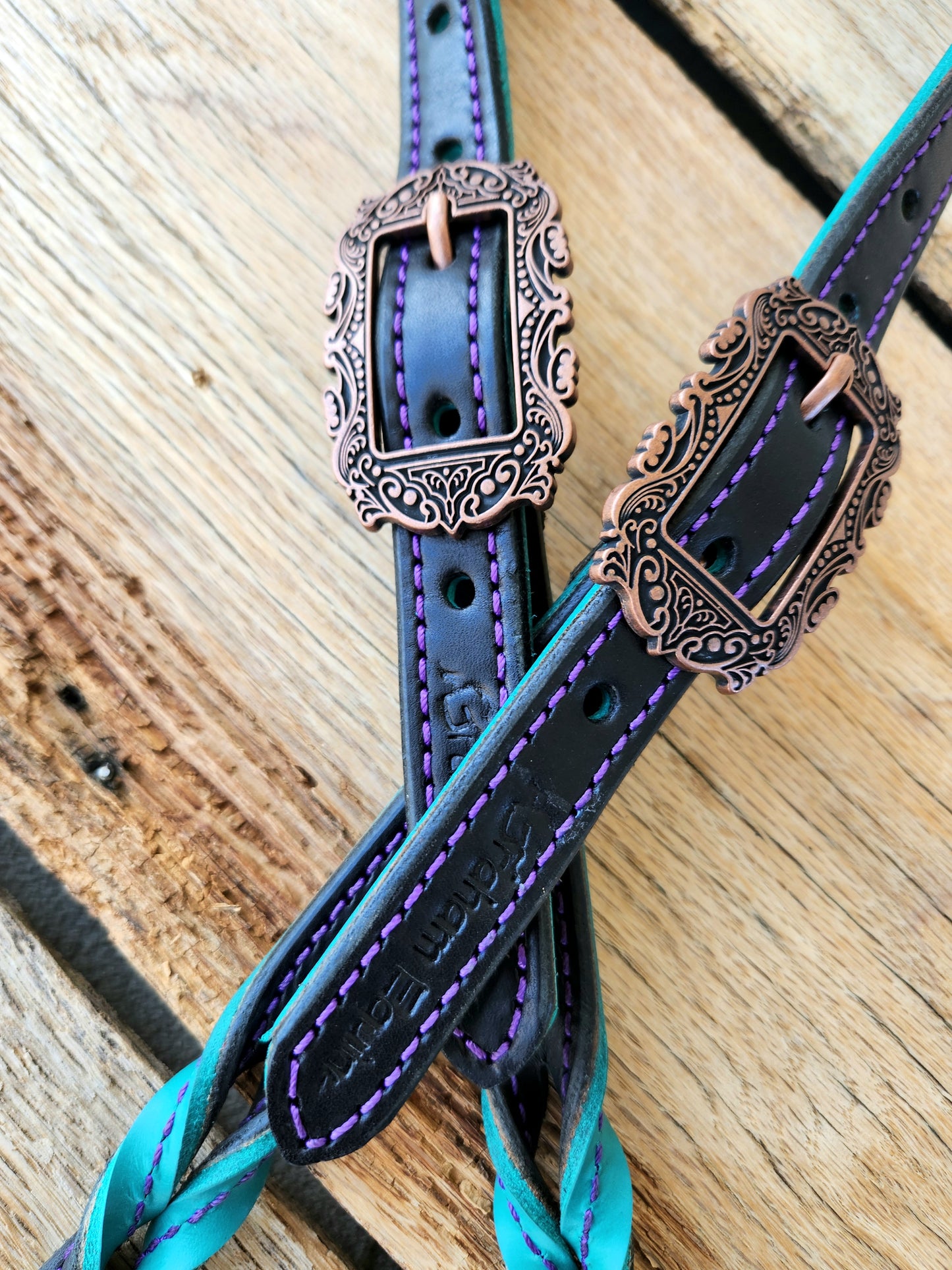 LG Turquoise & Black Headstall