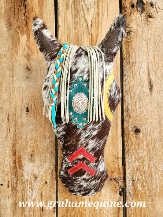 War Pony Pillow, Turquoise concho