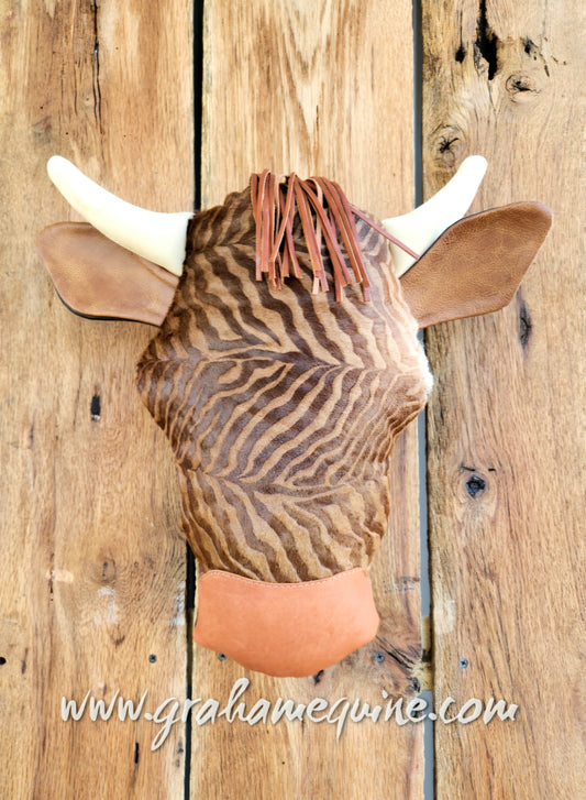 Cow Pillow- Salt & Pepper w/ Dk. Brown