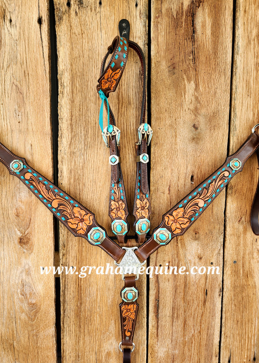 GE Signature Set- Floral Turquoise & Buckstitch