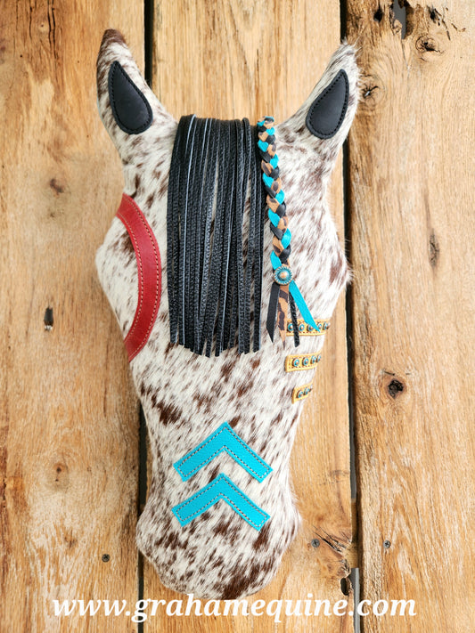 War Pony Pillow, Speckled, Red Eye Turq Nose