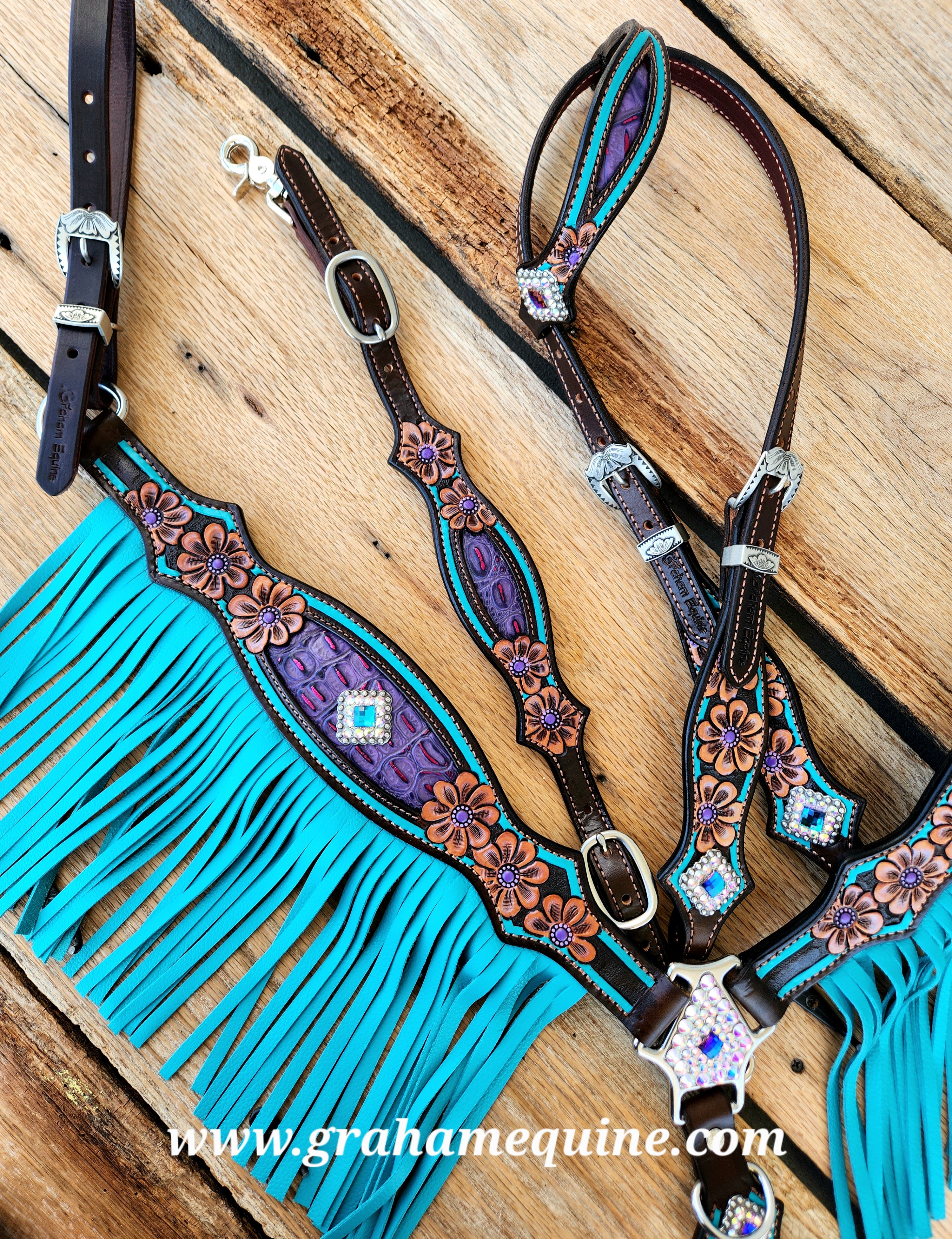 Purple Floral & Turquoise Set – Graham Equine