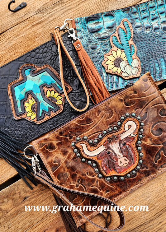 Small Leather Clutch/ Money Bag 10"x6.5"