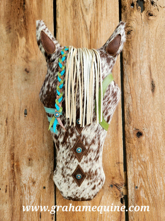 War Pony Pillow, Brown N White, w/ Green