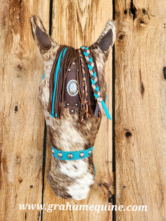 War Pony Pillow, Brindle & Turquoise