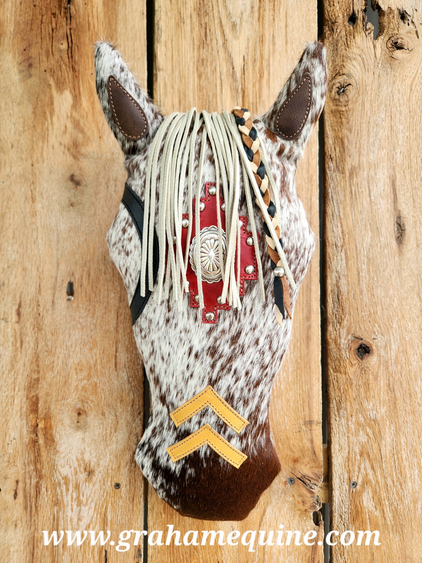 War Pony Pillow - Red concho, Yellow nose
