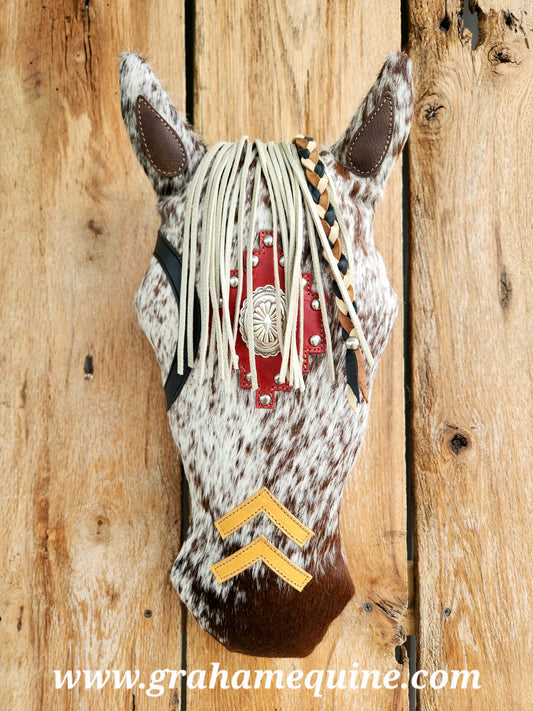 War Pony Pillow - Red concho, Yellow nose