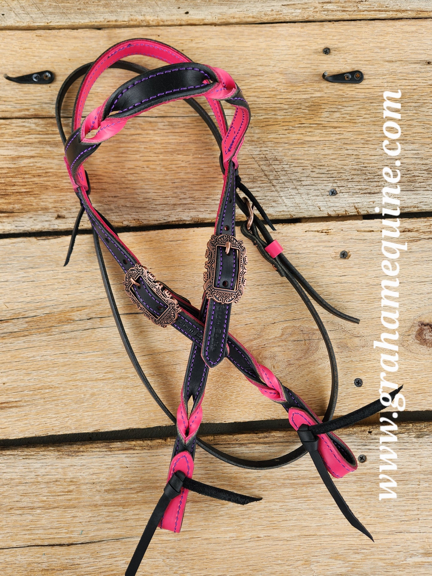 Black & Pink Browband Headstal