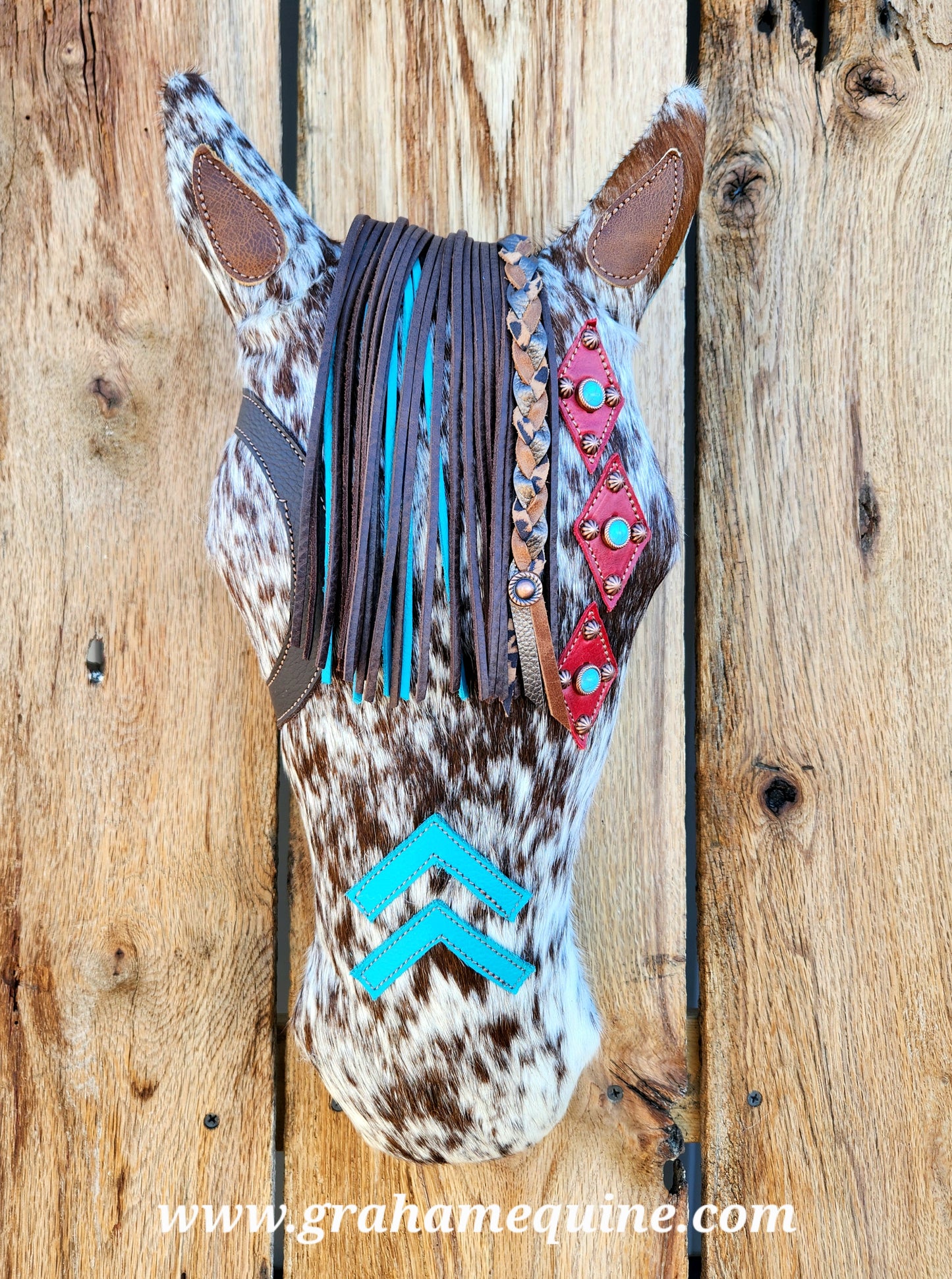 War Pony Pillow, Speckled Red/Turq