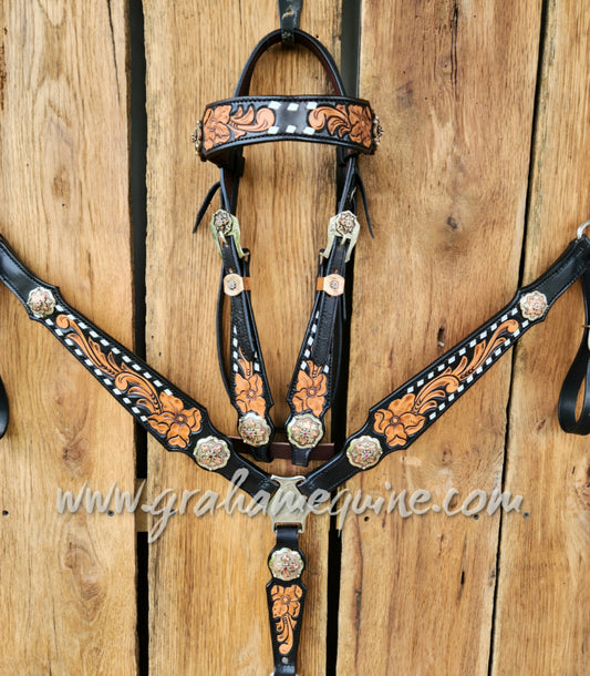 GE Signature set- Black Floral Buckstitch