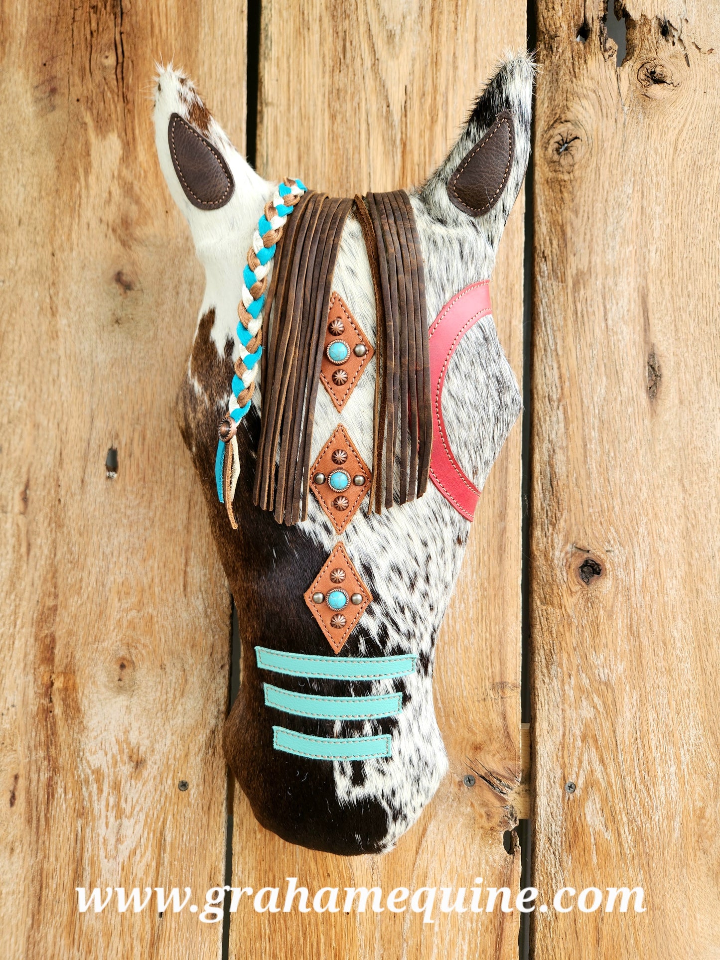 War Pony Pillow -Two/tone hide w/ diamonds