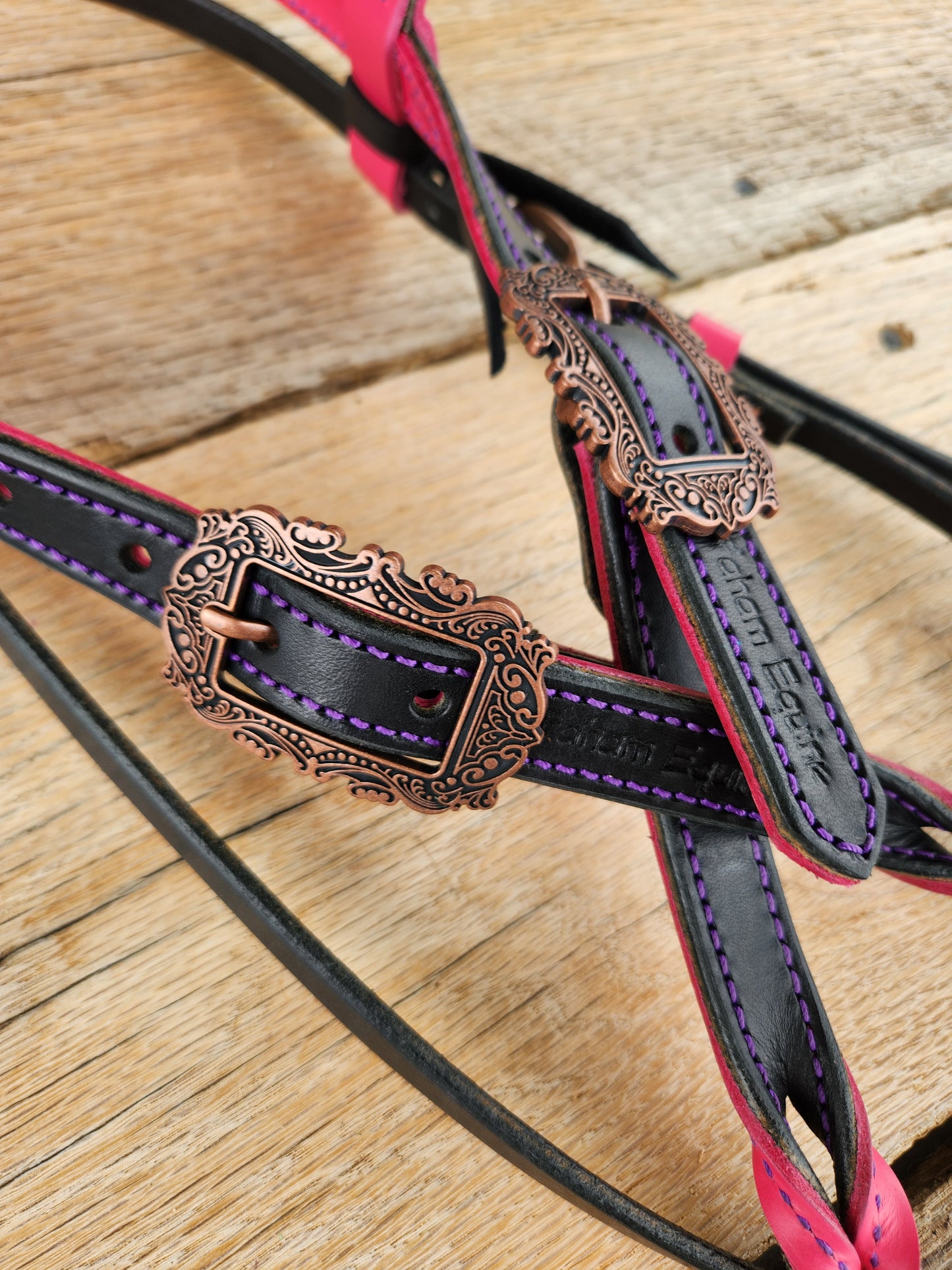 Black & Pink Browband Headstal
