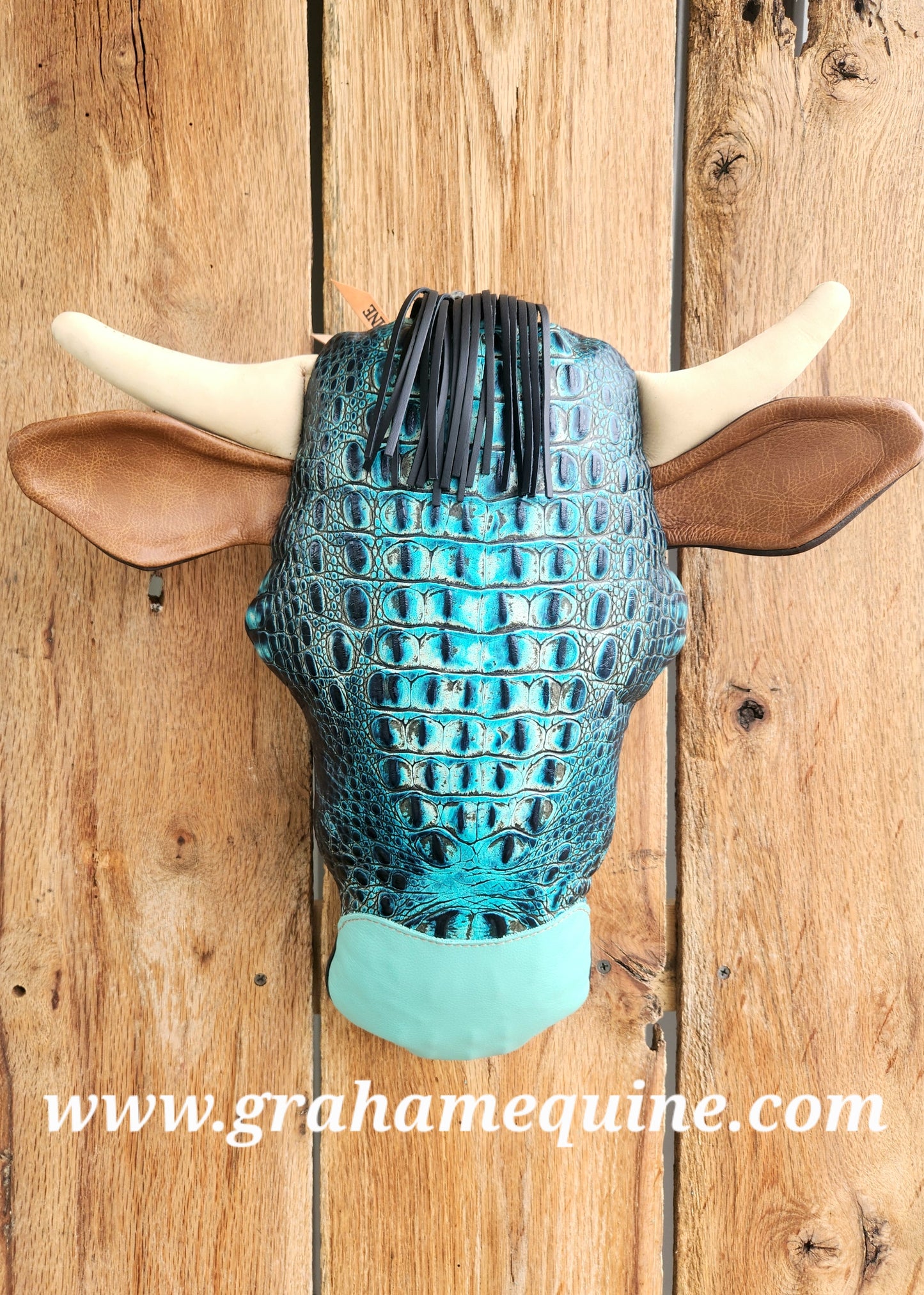 Cow Pillow- Teal Croc Cow