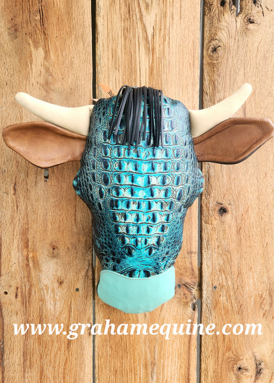 Cow Pillow- Teal Croc Cow