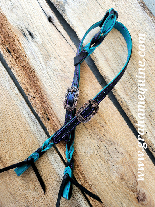 LG Turquoise & Black Headstall
