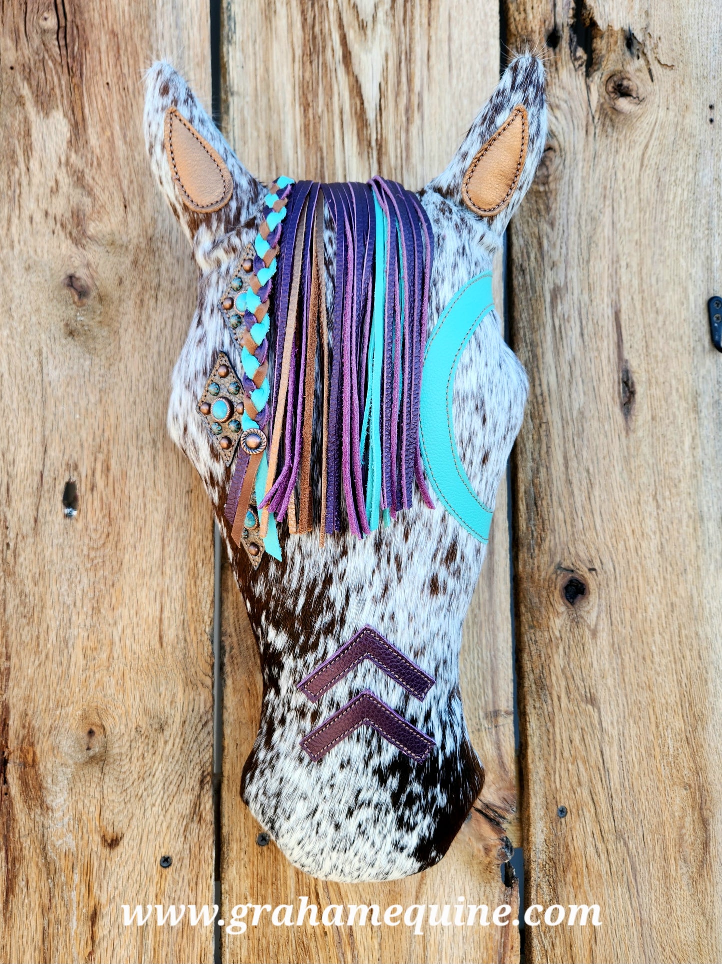 War Pony Pillow, Purple & Turquoise