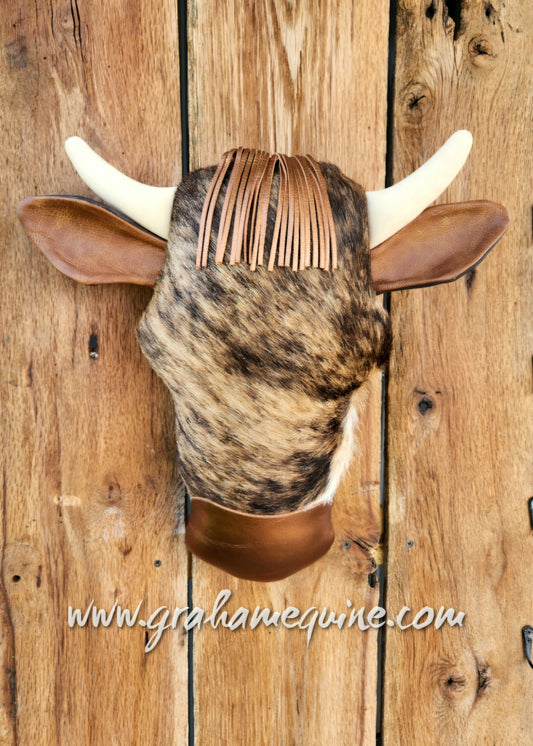 Cow Pillow- Brindle with copper