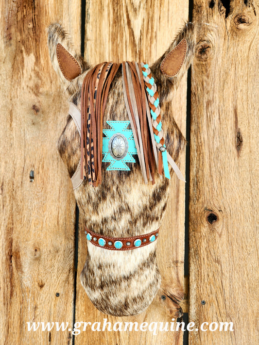 War Pony Pillow, Turquoise/ Brindle