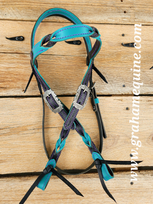Black & Turq Browband Headstall