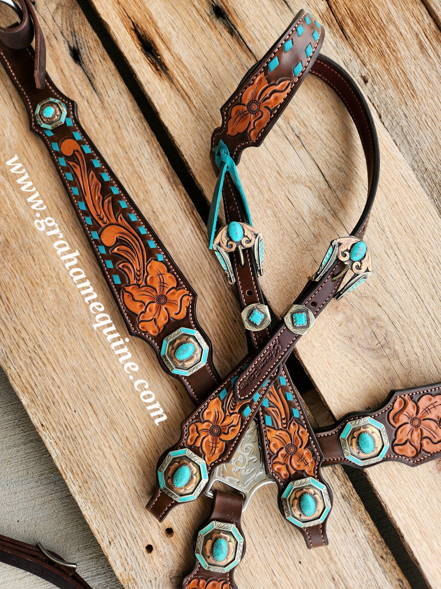 Floral Turquoise & Buckstitch Set