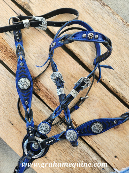 Royal Blue & Black Twisted Tack Set