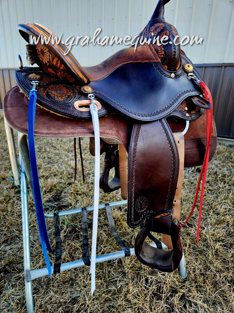 Patriotic RED-WHITE-BLUE Latigo Saddle Strings!