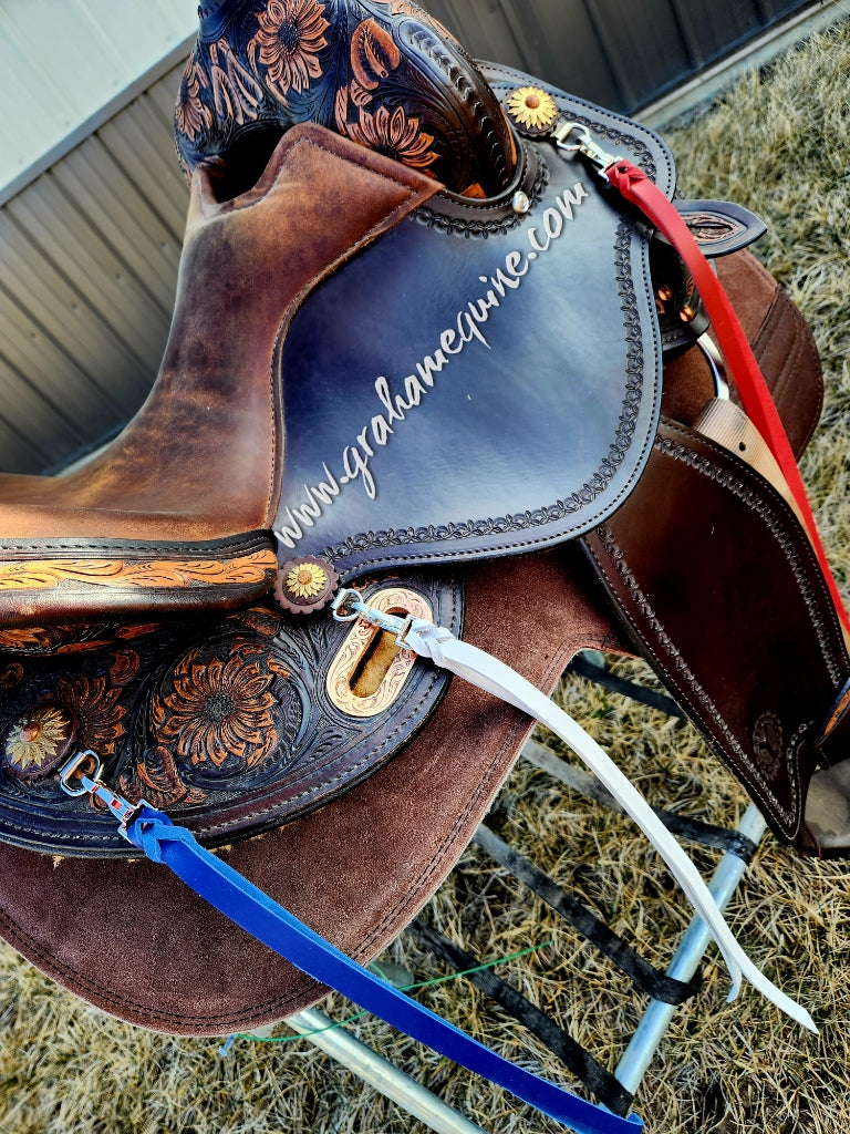 Patriotic RED-WHITE-BLUE Latigo Saddle Strings!